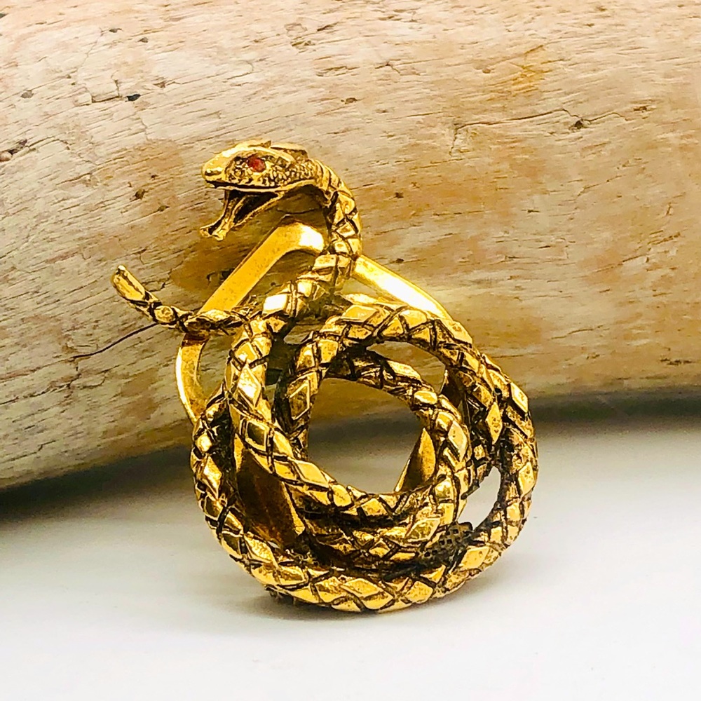 Vintage Snake Signed Designer Clip Brooch🐍